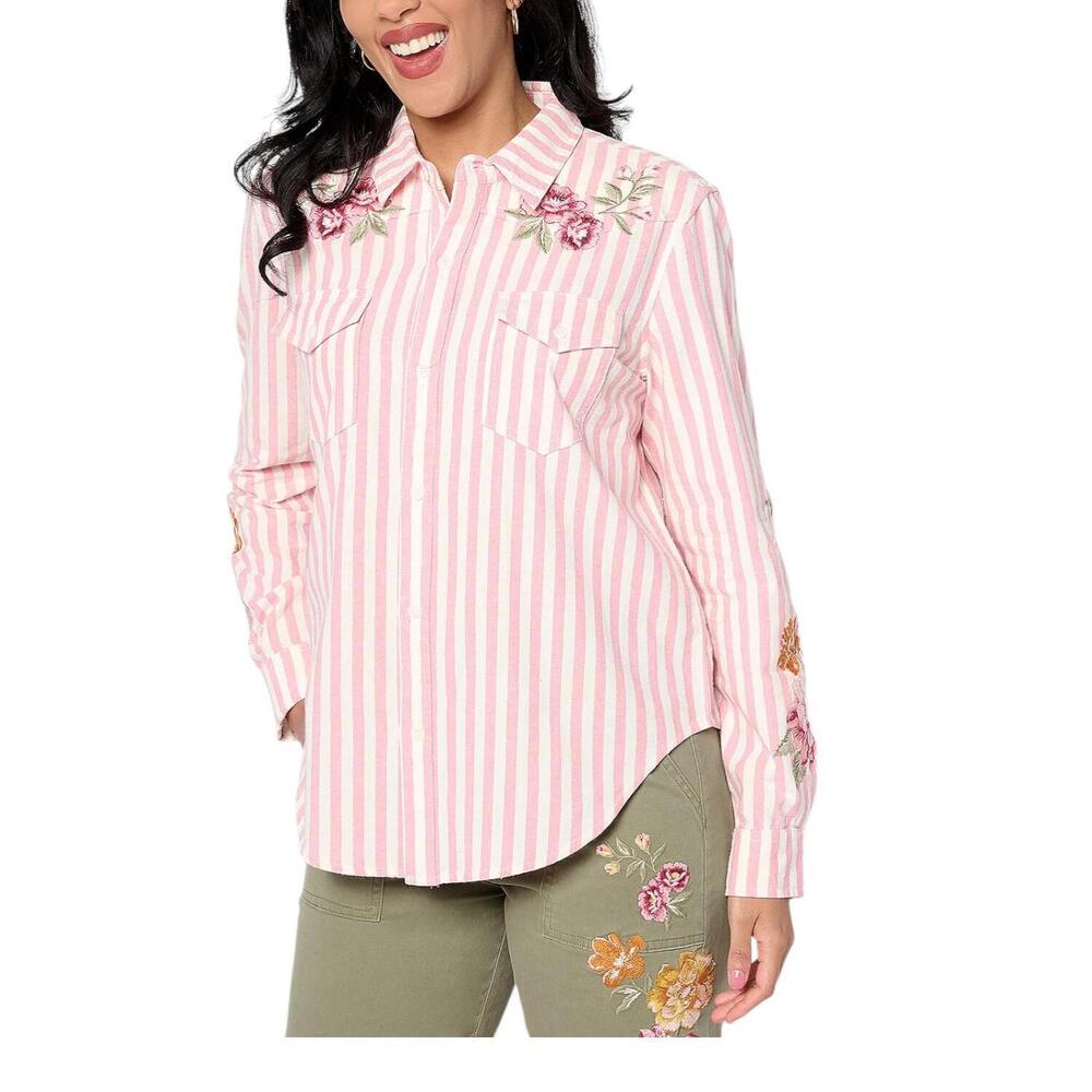 Driftwood Jeans Laura Stripe Shirt Portofino - Regular